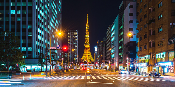 TOKYO - NOV 21:Traffic and Tokyo Tower at night on November 21, outdoor dome security cameras