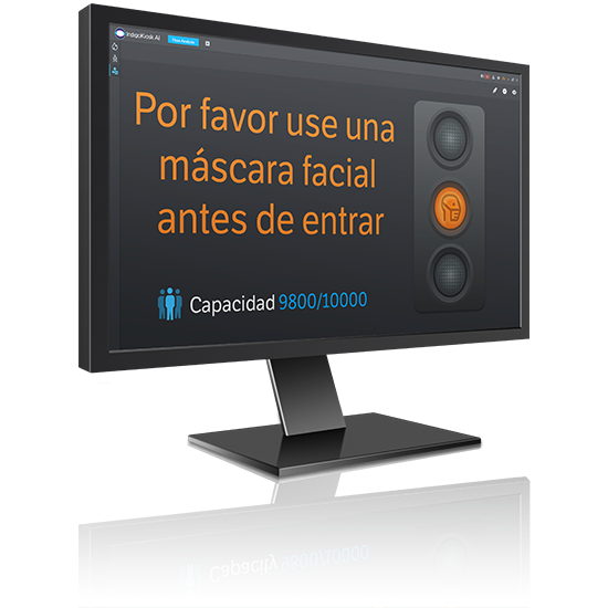 Pantalla de monitor IndigoKiosk con semáforo ámbar.